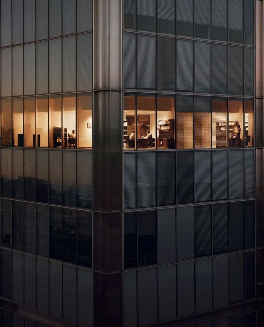 Offices still lit after hours