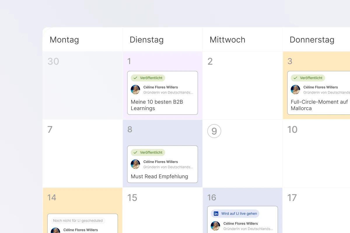 Storytide calendar for scheduling LinkedIn posts