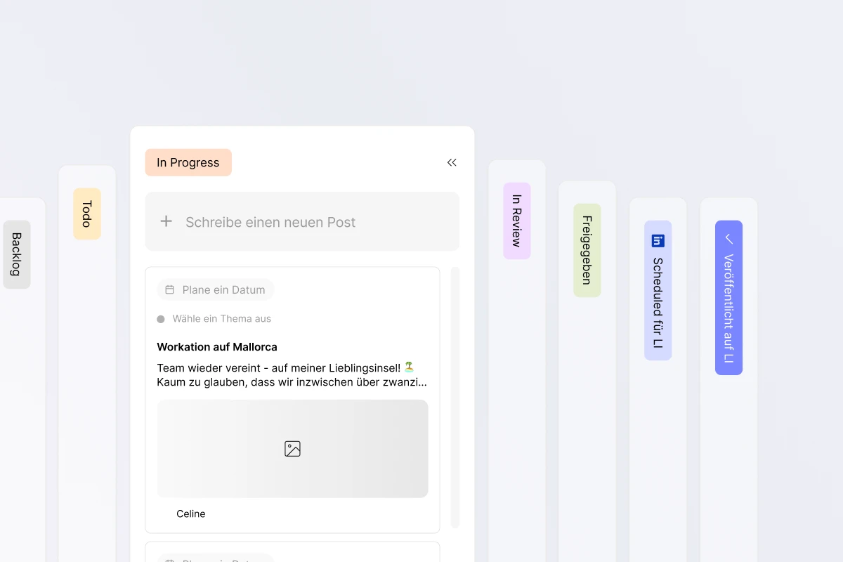 Storytide Kanban board for managing content